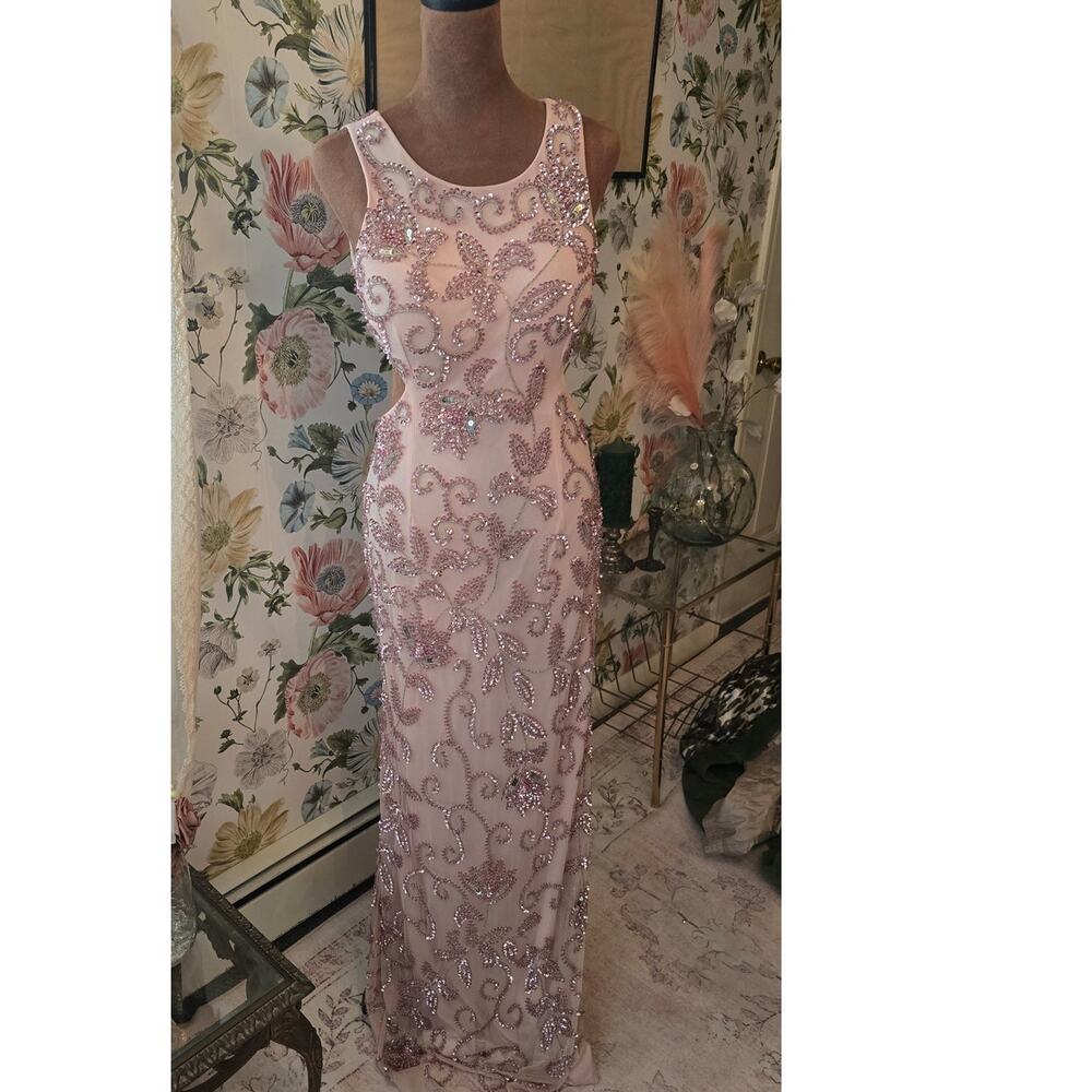 Lush by Jasz Couture Pink Embellished Long Pink Formal Gown